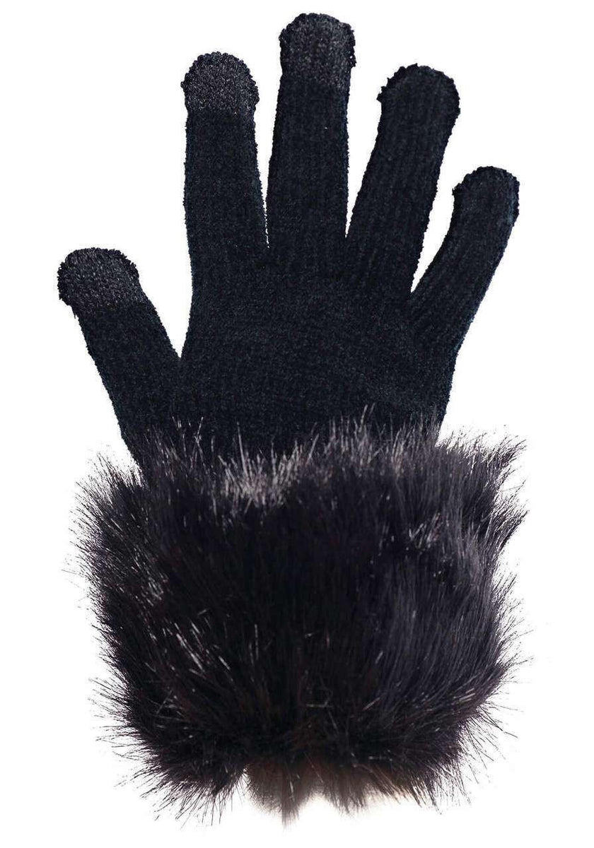 Faux Fur-Trimmed Tech Gloves – SYNPLE