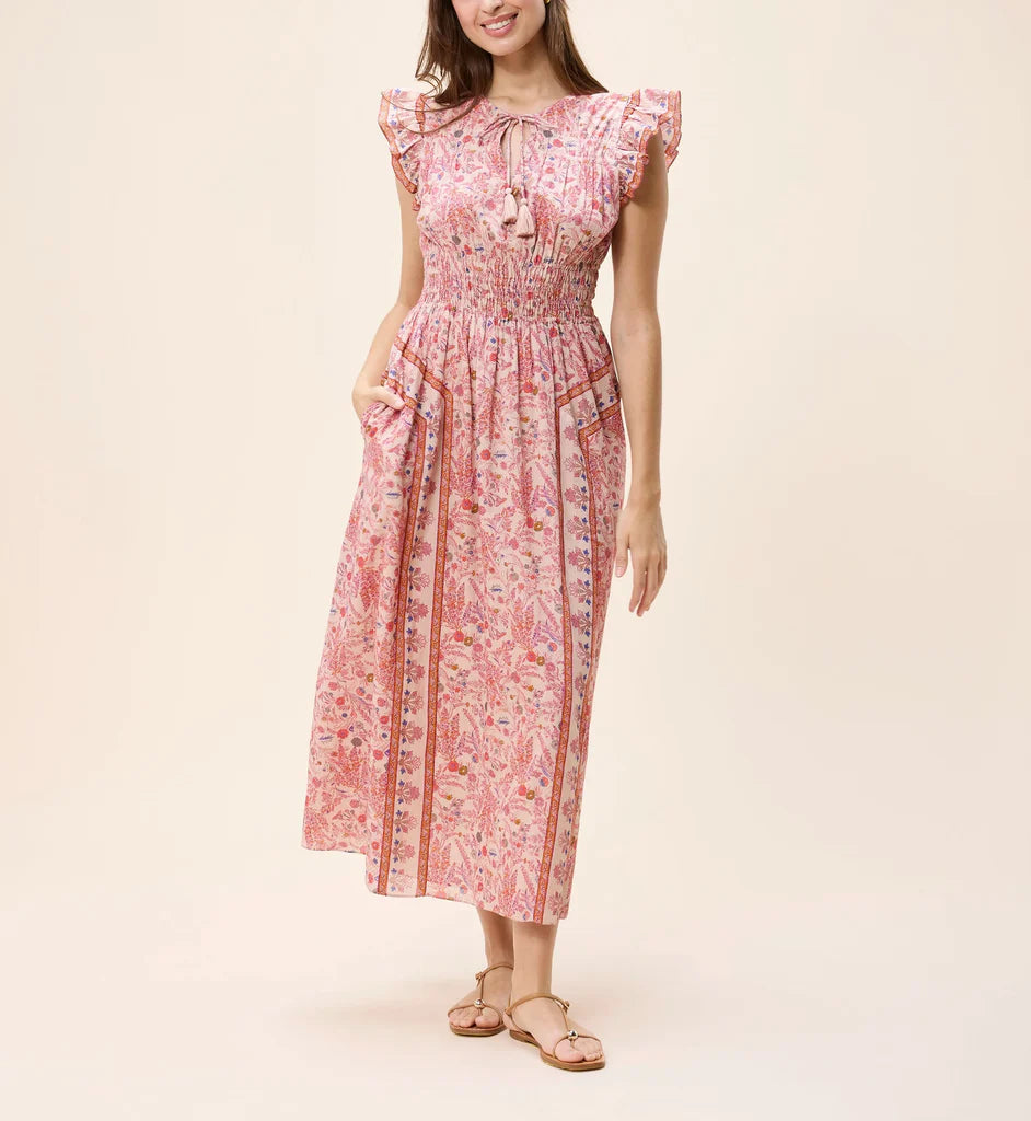 luna embroidered midi dress RUFFLED EMBROIDERED MIDI DRESS // EARTHEN